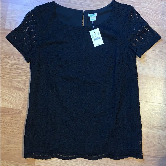 NWT J Crew black eyelet overlay blouse - Picture 3 of 4